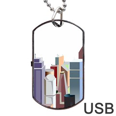 City-urban-buildings-skyscraper Dog Tag Usb Flash (two Sides)