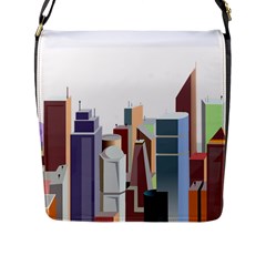 City-urban-buildings-skyscraper Flap Closure Messenger Bag (l)