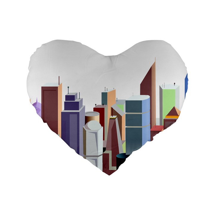 City-urban-buildings-skyscraper Standard 16  Premium Flano Heart Shape Cushions