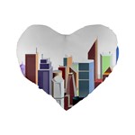 City-urban-buildings-skyscraper Standard 16  Premium Flano Heart Shape Cushions Back