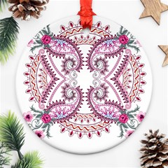 Pink Flower Cartoon Ornament (round) by Jancukart