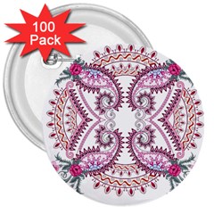 Pink Flower Cartoon 3  Buttons (100 Pack)  by Jancukart