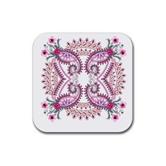 Pink Flower Cartoon Rubber Coaster (square) by Jancukart