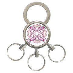 Pink Flower Cartoon 3-ring Key Chain