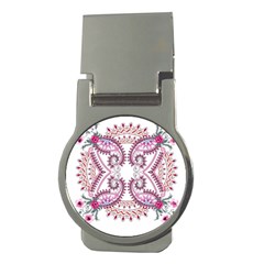 Pink Flower Cartoon Money Clips (round) 