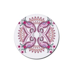 Pink Flower Cartoon Rubber Coaster (round) by Jancukart