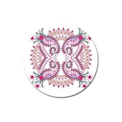 Pink Flower Cartoon Magnet 3  (round)