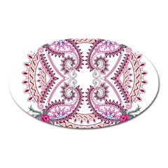 Pink Flower Cartoon Oval Magnet