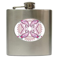 Pink Flower Cartoon Hip Flask (6 Oz) by Jancukart