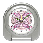 Pink Flower Cartoon Travel Alarm Clock Front