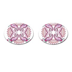 Pink Flower Cartoon Cufflinks (oval) by Jancukart