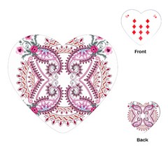 Pink Flower Cartoon Playing Cards Single Design (heart) by Jancukart