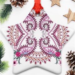 Pink Flower Cartoon Star Ornament (two Sides)