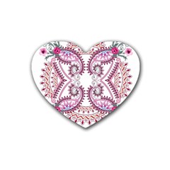 Pink Flower Cartoon Rubber Coaster (heart)