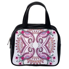 Pink Flower Cartoon Classic Handbag (one Side)