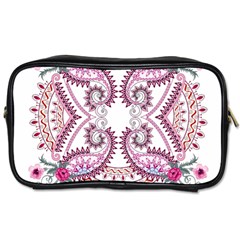 Pink Flower Cartoon Toiletries Bag (one Side)