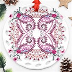 Pink Flower Cartoon Round Filigree Ornament (Two Sides) Front