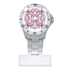 Pink Flower Cartoon Plastic Nurses Watch