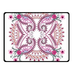 Pink Flower Cartoon Double Sided Fleece Blanket (small) 