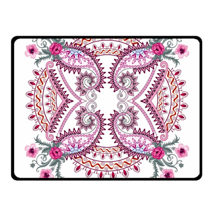 Pink Flower Cartoon Double Sided Fleece Blanket (Small) 