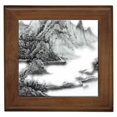 Ink-wash-painting-mountain-rolling-mountains Framed Tile by Jancukart