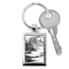 Ink-wash-painting-mountain-rolling-mountains Key Chain (rectangle) by Jancukart