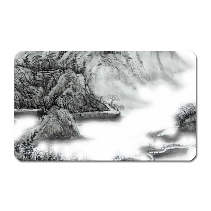 Ink-wash-painting-mountain-rolling-mountains Magnet (Rectangular)