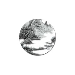 Ink-wash-painting-mountain-rolling-mountains Golf Ball Marker by Jancukart