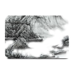 Ink-wash-painting-mountain-rolling-mountains Plate Mats by Jancukart