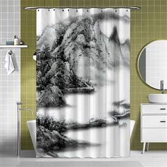 Ink-wash-painting-mountain-rolling-mountains Shower Curtain 48  X 72  (small)  by Jancukart