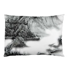 Ink-wash-painting-mountain-rolling-mountains Pillow Case (two Sides) by Jancukart