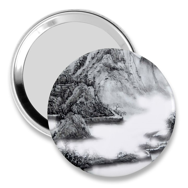 Ink-wash-painting-mountain-rolling-mountains 3  Handbag Mirrors