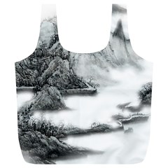 Ink-wash-painting-mountain-rolling-mountains Full Print Recycle Bag (xl) by Jancukart