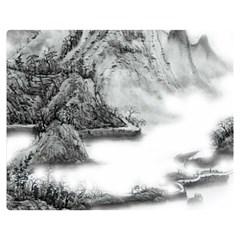 Ink-wash-painting-mountain-rolling-mountains Double Sided Flano Blanket (medium)  by Jancukart