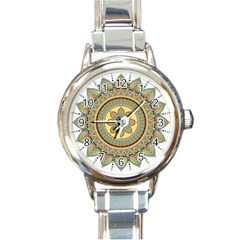 Motif-circle-vintage-circular-pattern Round Italian Charm Watch