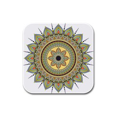 Motif-circle-vintage-circular-pattern Rubber Square Coaster (4 Pack) by Jancukart