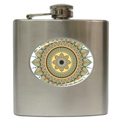 Motif-circle-vintage-circular-pattern Hip Flask (6 Oz)