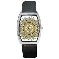 Motif-circle-vintage-circular-pattern Barrel Style Metal Watch