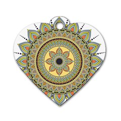 Motif-circle-vintage-circular-pattern Dog Tag Heart (two Sides)