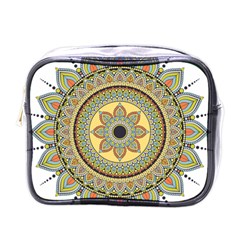 Motif-circle-vintage-circular-pattern Mini Toiletries Bag (one Side)