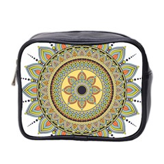 Motif-circle-vintage-circular-pattern Mini Toiletries Bag (two Sides)