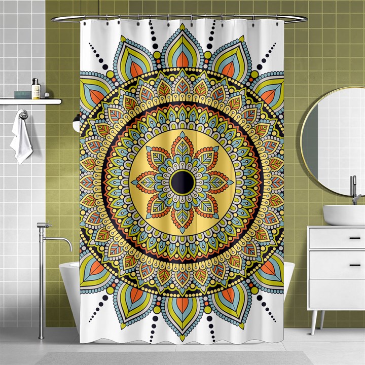 Motif-circle-vintage-circular-pattern Shower Curtain 48  x 72  (Small) 