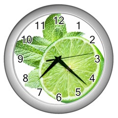 Lemon Clipart Wall Clock (silver)