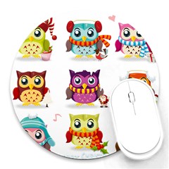 Cartoon-cute-owl-vector Round Mousepads