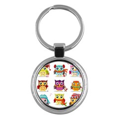 Cartoon-cute-owl-vector Key Chain (round) by Jancukart