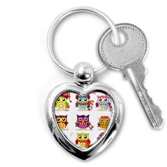 Cartoon-cute-owl-vector Key Chain (heart)