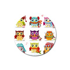 Cartoon-cute-owl-vector Magnet 3  (round) by Jancukart