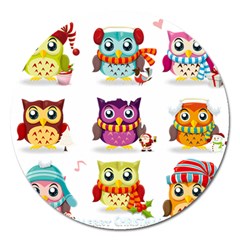 Cartoon-cute-owl-vector Magnet 5  (round)