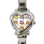 Cartoon-cute-owl-vector Heart Italian Charm Watch Front