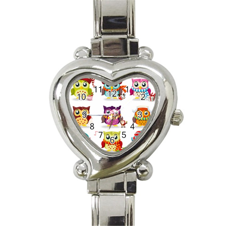 Cartoon-cute-owl-vector Heart Italian Charm Watch